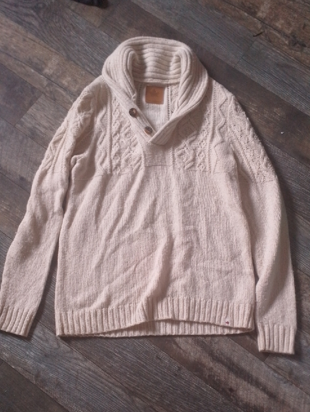 Canadiana Cream Pull Over Cable Knit Sweater